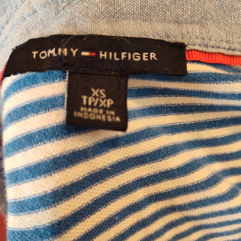 Tommy Hilfiger Red Blue and White Striped Polo Dress Collar Blue Short Sleeve XS - Picture 3 of 7